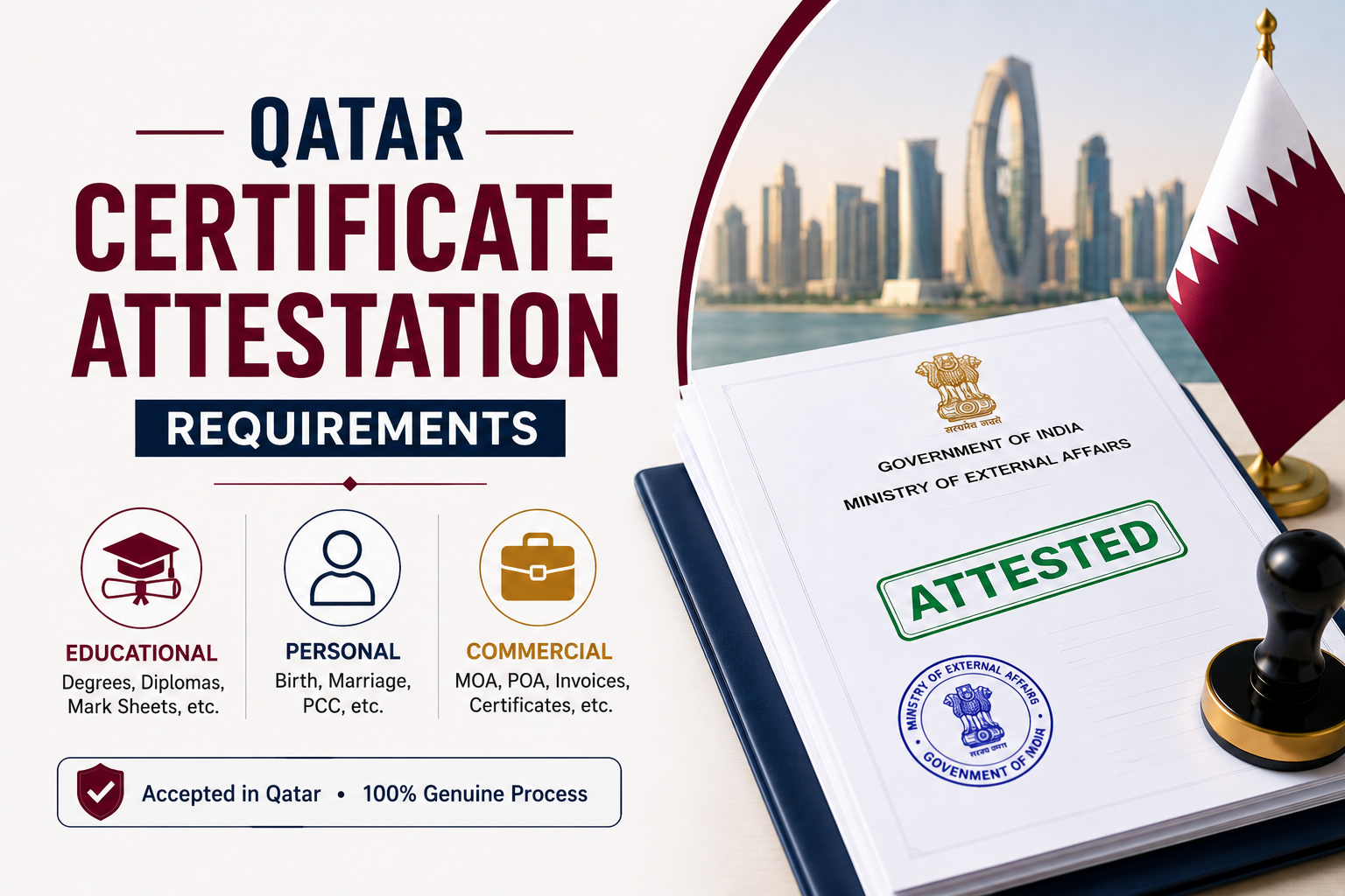 Qatar Certificate Attestation Requirements for Educational, Personal and Commercial Documents