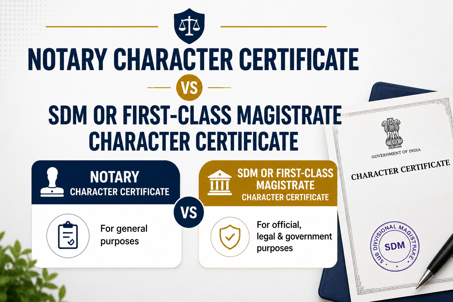 Notary Character Certificate vs SDM or First-Class Magistrate Character Certificate