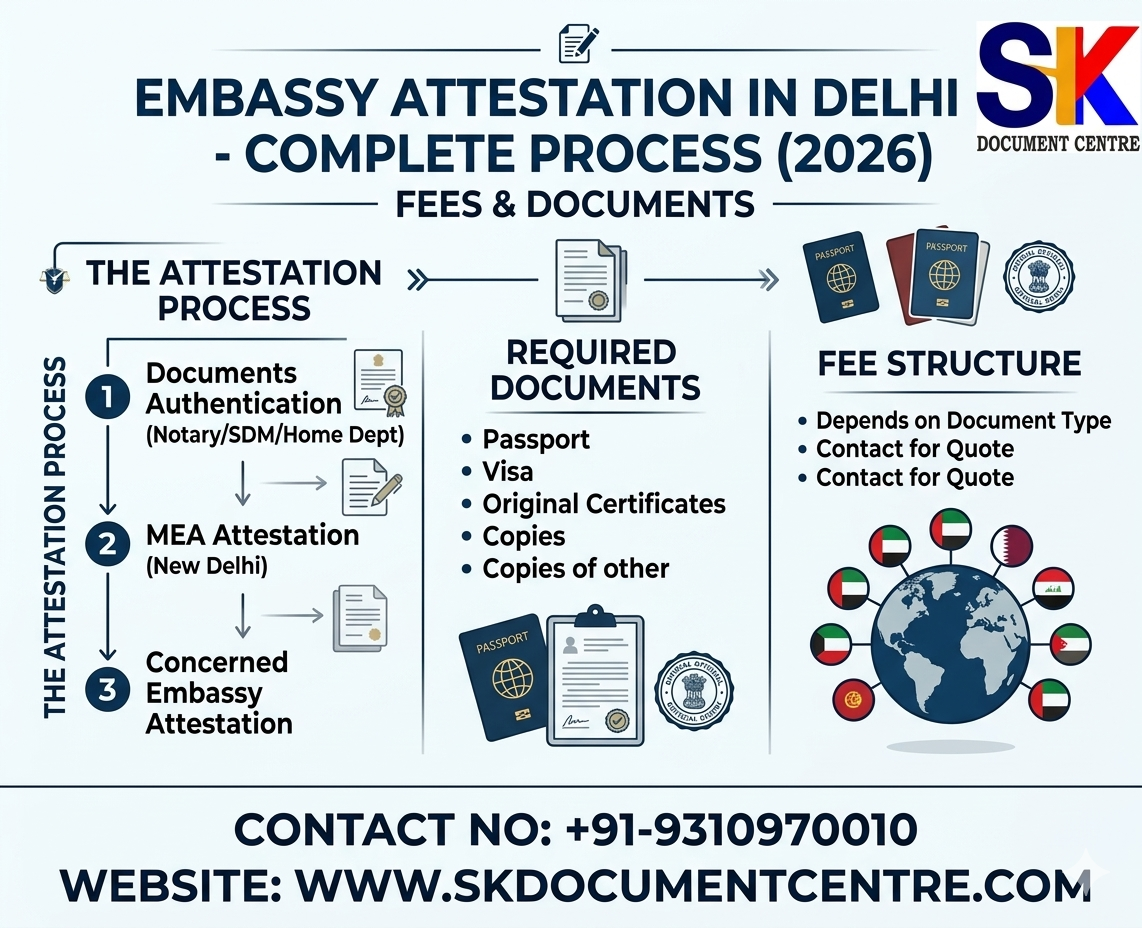 Embassy Attestation in Delhi – Complete Process, Fees & Documents (2026)